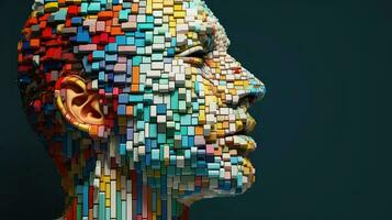 digitaal voxel menselijk hoofd ai gegenereerd foto