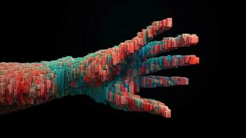 ontwerp voxel menselijk hand- ai gegenereerd foto