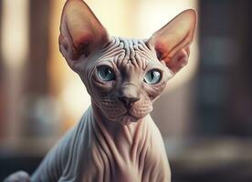 mooi foto sphynx kat concept, hedendaags natuurlijk en humeur sociaal achtergrond. generatief ai