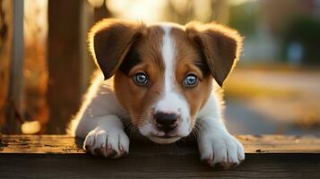 schattig puppy met groot bruin ogen. foto