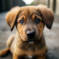 schattig puppy met groot bruin ogen. foto