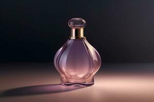 Purper glas parfum fles model. neurale netwerk ai gegenereerd foto