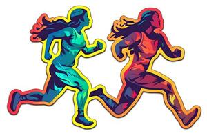 rennen sport- stel, regenboog sticker. neurale netwerk ai gegenereerd foto