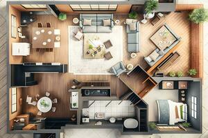 plan van een appartement of huis. interieur ontwerp. neurale netwerk ai gegenereerd foto