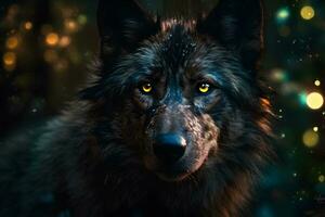 grijs wolf portret gevangen dier. neurale netwerk ai gegenereerd foto