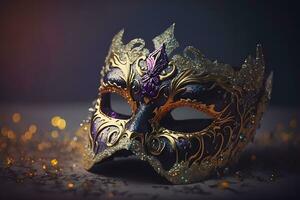 luxe maskerade Venetiaanse carnaval masker, vrouw theatraal. neurale netwerk ai gegenereerd foto