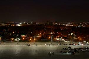 Charkov, Oekraïne - oktober 25, 2019 antenne visie Bij avond zonsondergang met straten van Charkov stad centrum foto