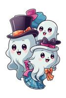 grappig kawaii geesten Aan wit achtergrond halloween grafiek foto