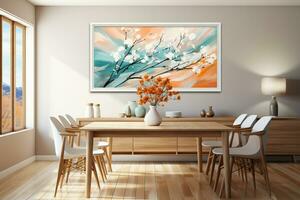 een waterverf kijken schilderij met hoofd kleuren van oranje sienna en blauw tonen. ai generatief foto