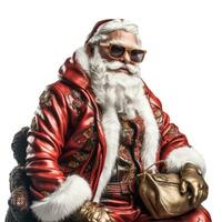 grappig de kerstman met zonnebril. wit geïsoleerd achtergrond foto