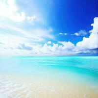 mooi tropisch strand met blauw lucht en wit wolken abstract structuur achtergrond generatief ai foto