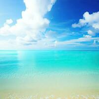 mooi tropisch strand met blauw lucht en wit wolken abstract structuur achtergrond generatief ai foto