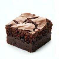 chocola veganistisch brownie taart met noten roze. geïsoleerd. selectief focus. generatief ai foto