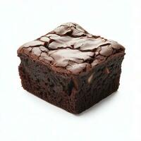 chocola veganistisch brownie taart met noten roze. geïsoleerd. selectief focus. generatief ai foto