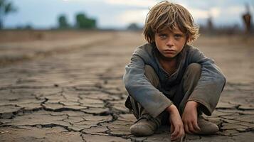 Aziatisch kinderen leven in armoede en droogte foto