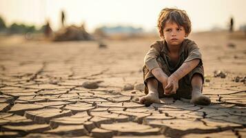 Aziatisch kinderen leven in armoede en droogte foto