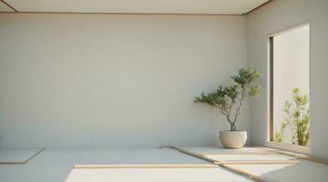 3d geven minimalistische van Japans kamer van zen tuin foto