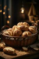 foto reeks van divers brood Aan donker sfeer houten tafel