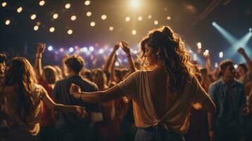 dansen mensen in muziek- concert foto's van terug foto