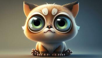 schattig kat karakter met groot ogen foto