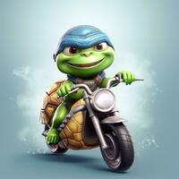 de grappig schildpad rijden motorfietsen foto