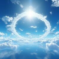 circulaire wit wolken drijvend in de blauw lucht generatief ai foto