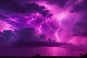 onweersbui lucht, roze onweersbui achtergrond, roze onweersbui behang, roze stormachtig lucht achtergrond, regenachtig lucht, storm wolken, ai generatief foto