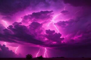 onweersbui lucht, roze onweersbui achtergrond, roze onweersbui behang, roze stormachtig lucht achtergrond, regenachtig lucht, storm wolken, ai generatief foto