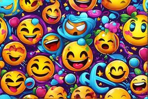 emoji graffiti behang, emoji graffiti achtergrond, emoji graffiti patroon, graffiti achtergrond, graffiti kunst, graffiti behang, ai generatief foto