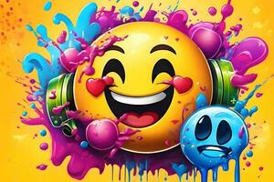 emoji graffiti behang, emoji graffiti achtergrond, emoji graffiti patroon, graffiti achtergrond, graffiti kunst, graffiti behang, ai generatief foto