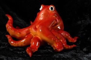 rode en oranje octopus foto