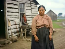 een gekleurde oud fotograaf van een vrouw van de vroeg jaren 1900 ai generatief foto