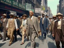 historisch gekleurde foto van een Mens leidend een protest ai generatief