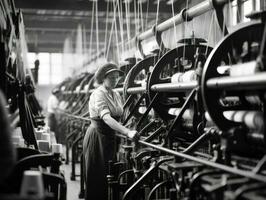 historisch gekleurde foto van een dames dagelijks werk in de Verleden ai generatief