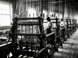 historisch gekleurde foto van een dames dagelijks werk in de Verleden ai generatief