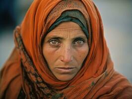 oud gekleurde fotograaf van Arabisch vrouw van vroeg jaren 1900 ai generatief foto