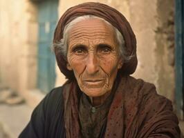 oud gekleurde fotograaf van Arabisch vrouw van vroeg jaren 1900 ai generatief foto