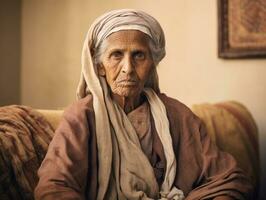 oud gekleurde fotograaf van Arabisch vrouw van vroeg jaren 1900 ai generatief foto