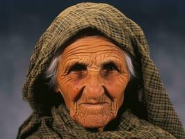 oud gekleurde fotograaf van Arabisch vrouw van vroeg jaren 1900 ai generatief foto