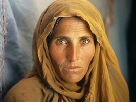 oud gekleurde fotograaf van Arabisch vrouw van vroeg jaren 1900 ai generatief foto