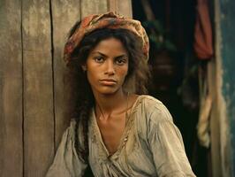 oud gekleurde fotograaf van een braziliaans vrouw van de vroeg jaren 1900 ai generatief foto