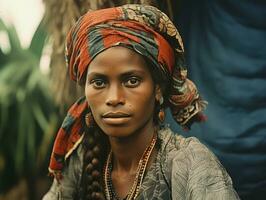 oud gekleurde fotograaf van een braziliaans vrouw van de vroeg jaren 1900 ai generatief foto