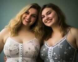 twee Dames in lingerie poseren voor de camera generatief ai foto