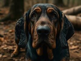 zwart bloedhond hond gemaakt met generatief ai technologie foto