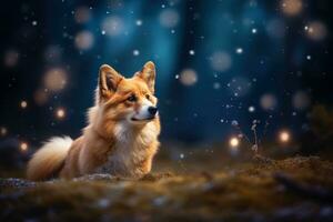 detailopname van schattig hond met mooi bokeh achtergrond, generatief ai illustratie foto