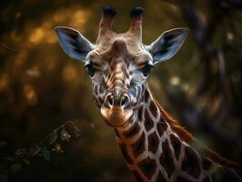 giraffe portret gemaakt met generatief ai technologie foto