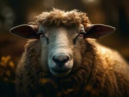 schapen portret gemaakt met generatief ai technologie foto