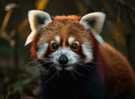 rood panda portret gemaakt met generatief ai technologie foto