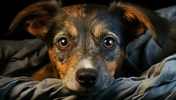 schattig puppy zitten, op zoek Bij camera, loyaal en speels gegenereerd door ai foto