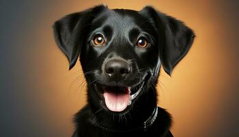 schattig puppy zitten, op zoek Bij camera, rasecht en speels gegenereerd door ai foto